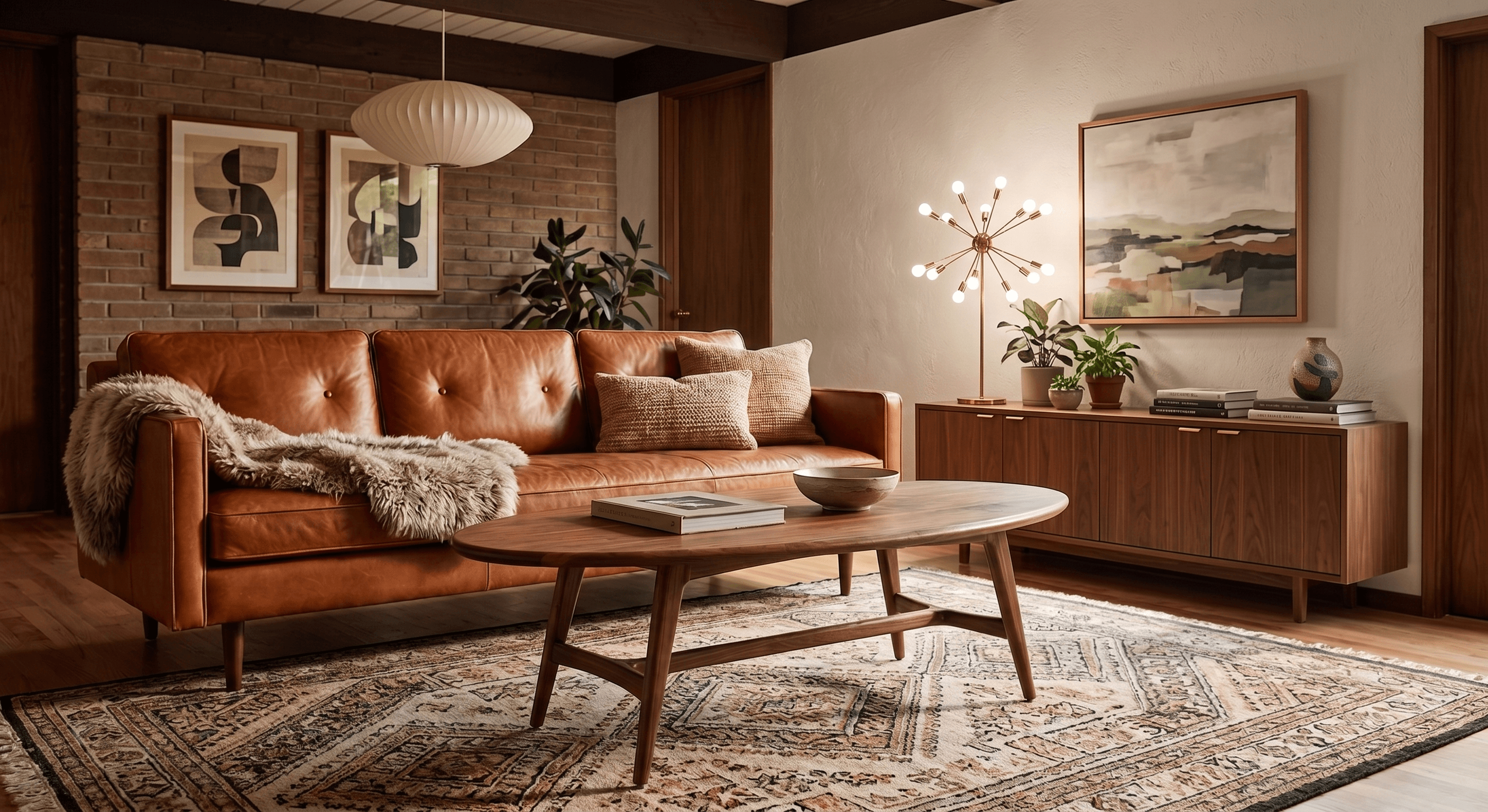 Same room staged with real, shoppable furniture